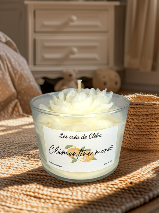 Bougie florale "Clémentine Monoï"