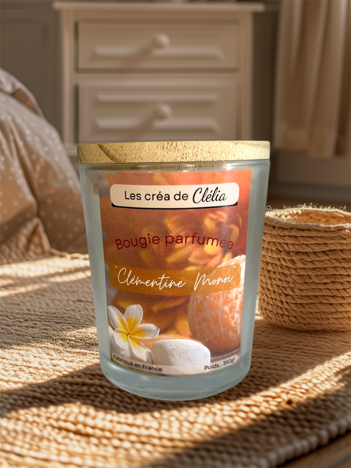 Bougie parfum "Clémentine monoï"