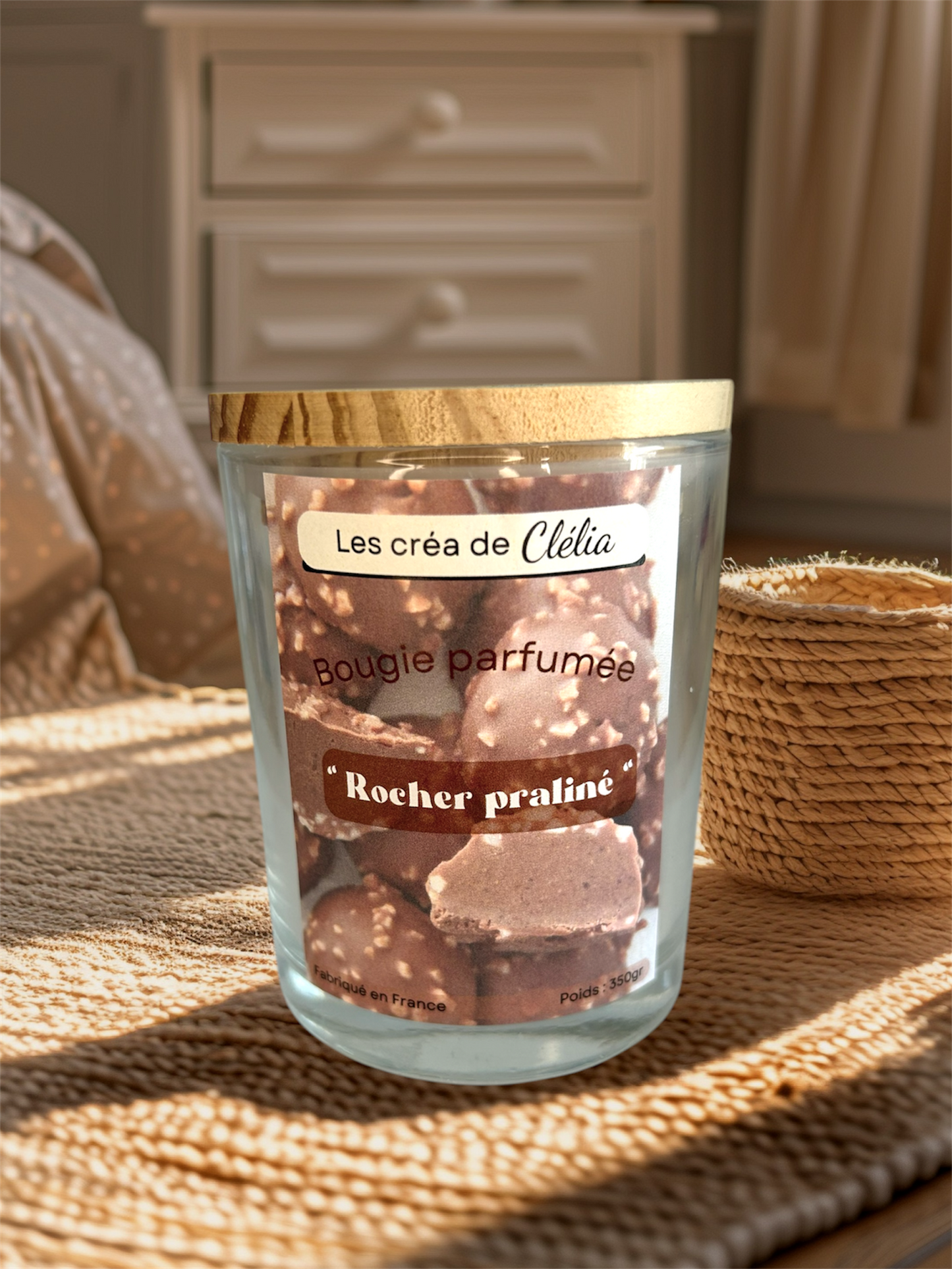 Bougie parfum "Rocher praliné"