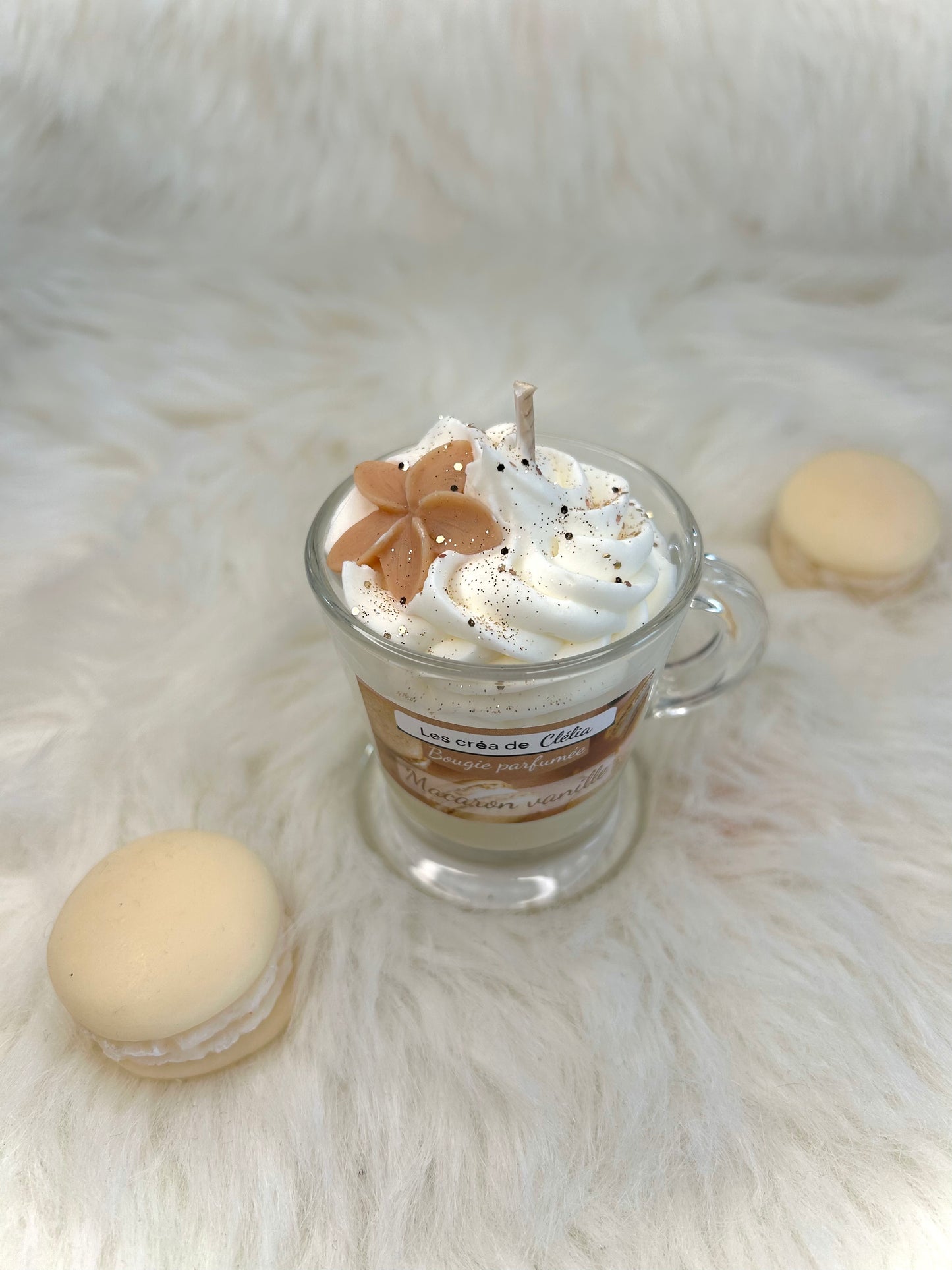 Mini bougie gourmande "Macaron vanille"