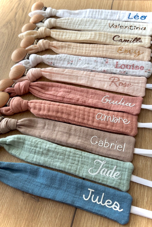 Attache tétine ~Personnalisable~ en gaze de coton